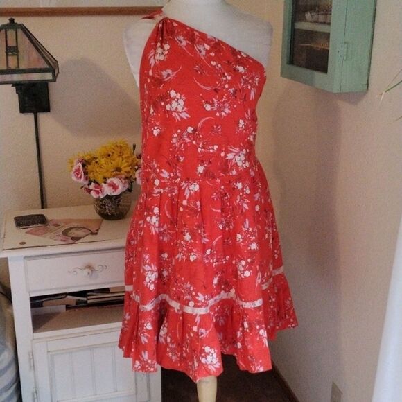 Urban Outfitters One Shoulder Linen Shift Dress - Picture 9 of 13